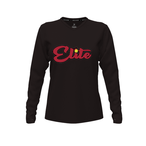 [FTLVCFBK-FYXS-LOGO1] Decker Comfort T-Shirt (Female Youth XS, Black, V Neck, Logo 1, Long Sleeve)