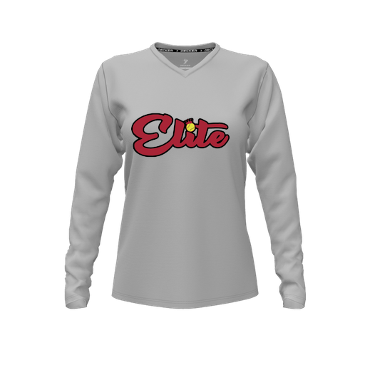 [FTLVCFGY-FYXS-LOGO1] Comfort T-Shirt (Female Youth XS, Gray, V Neck, Logo 1, Long Sleeve)