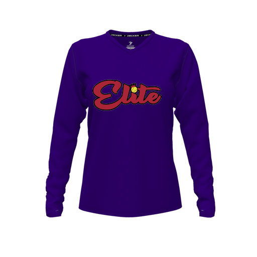 [FTLVCFPP-FYXS-LOGO1] Decker Comfort T-Shirt (Female Youth XS, Purple, V Neck, Logo 1, Long Sleeve)