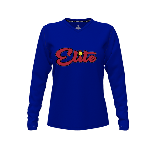 [FTLVPTRY-FYXS-LOGO1] Decker Performance T-Shirt (Female Youth XS, Royal, V Neck, Logo 1, Long Sleeve)